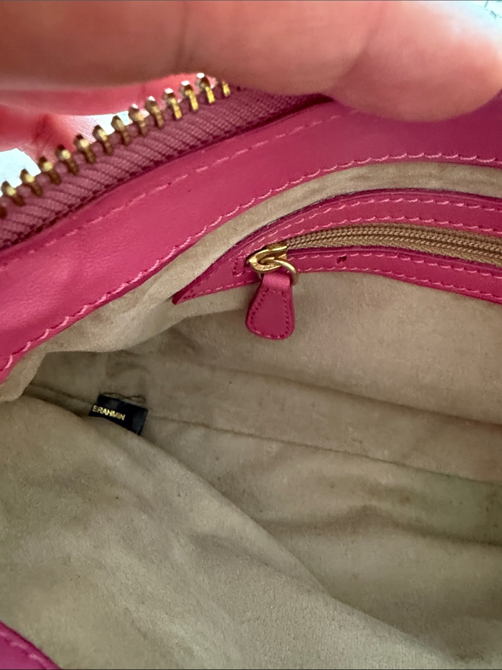Brahmin Vintage Pink Leather Zippered Shoulder Bag - Picture 3 of 8